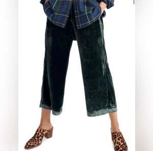 Madewell Green Velvet Wide Legs Pants Sz Large